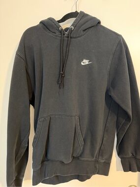 Nike Men's Black Pullover Hoodie with White Swoosh